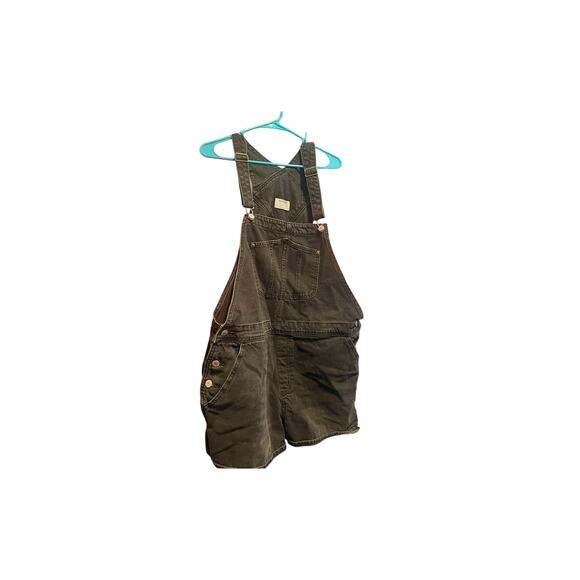 Old Navy Cotton Slouchy Straight Non-Stretch Black Jean Short Overalls Sz XXL - Picture 3 of 8
